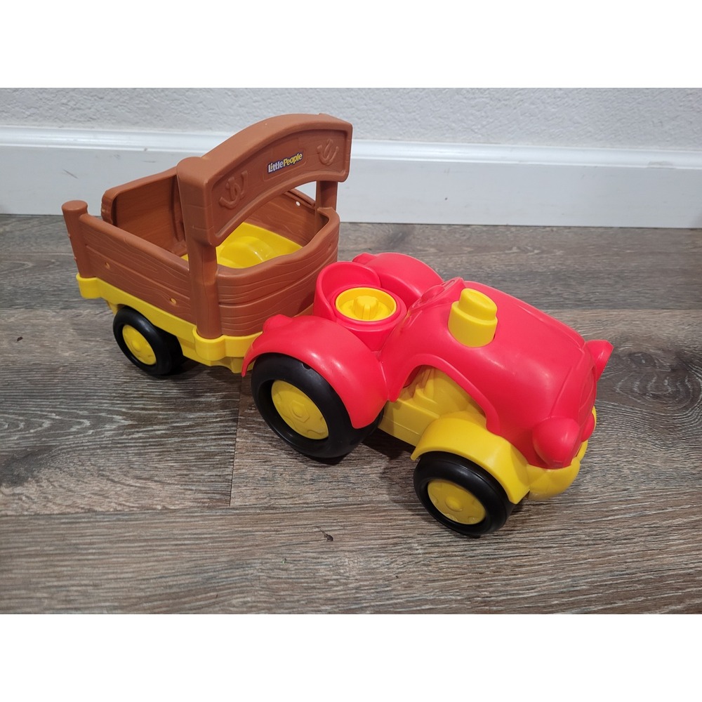 Fisher-Price Little People Red Farm Tractor and Detachable Trailer Toy Set
